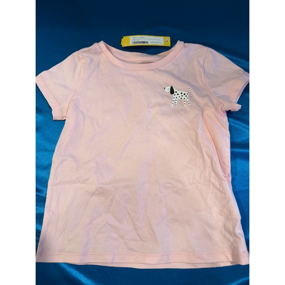 NWT Rumi + Ryder Girls Pink Dog Graphic Cotton T-Shirt Size XS